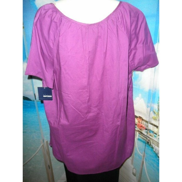 NEW by BASIC EDITIONS, GORGEOUS PURPLE PEASANT BLOUSE, TOP, SHIRT  PLUS SIZE 2X - Picture 11 of 12